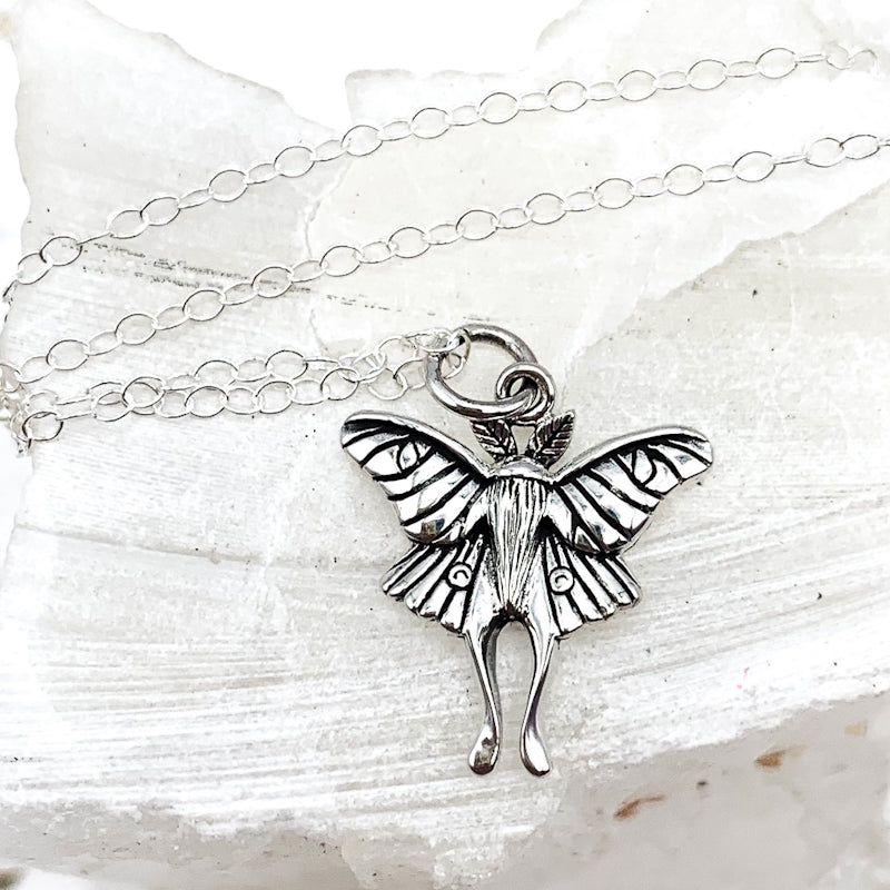 Sterling Silver Luna Moth Charm Necklace