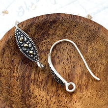 Load image into Gallery viewer, Sterling Silver Marcasite and Loop Ear Hook Pair
