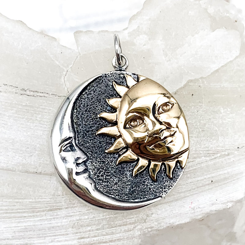 Mixed Metal Sun and Moon Pendant