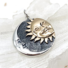 Load image into Gallery viewer, Mixed Metal Sun and Moon Pendant
