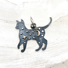 Load image into Gallery viewer, Sterling Silver Cat with Bronze Star and Moon Charm
