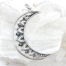 Load image into Gallery viewer, Sterling Silver Mandala Moon Pendant
