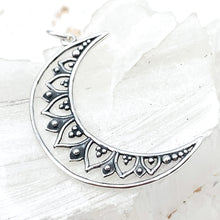 Load image into Gallery viewer, Sterling Silver Mandala Moon Pendant
