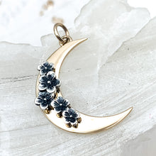 Load image into Gallery viewer, Bronze Moon with Silver Cherry Blossoms Charm
