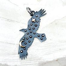 Load image into Gallery viewer, Silver Raven with Bronze Star and Moon Charm
