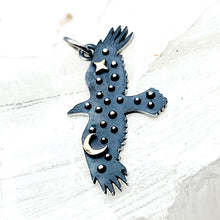 Load image into Gallery viewer, Silver Raven with Bronze Star and Moon Charm
