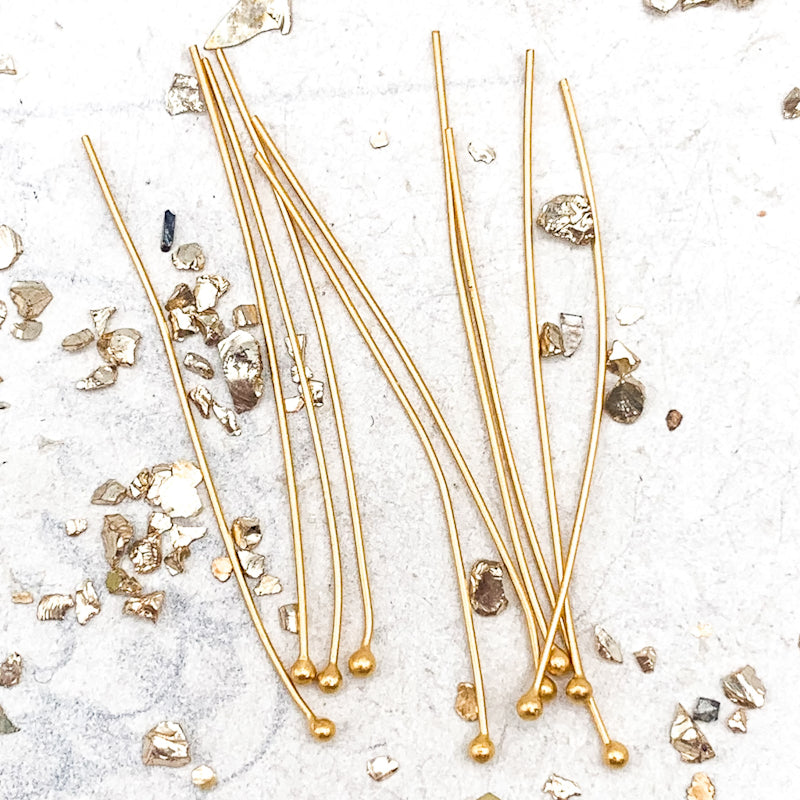 24K Gold Plate Head Pin - 10 pcs