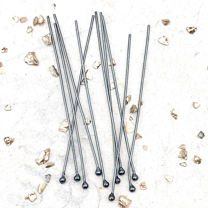 Black Silver Head Pin - 10 pcs