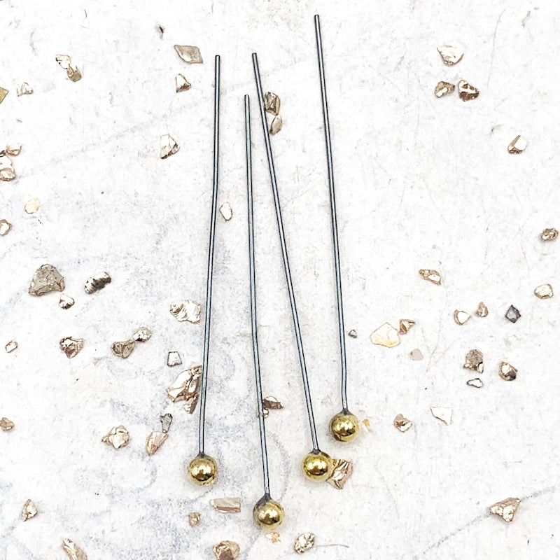 Mixed Metal Bronze Granulation Headpins - 4 pcs