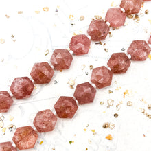 Load image into Gallery viewer, Strawberry Quartz Calibrated Hexagon Gemstone Bead Strand
