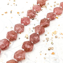 Load image into Gallery viewer, Strawberry Quartz Calibrated Hexagon Gemstone Bead Strand
