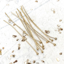 Load image into Gallery viewer, 14K Shiny Gold Plated Head Pin - 10 pcs
