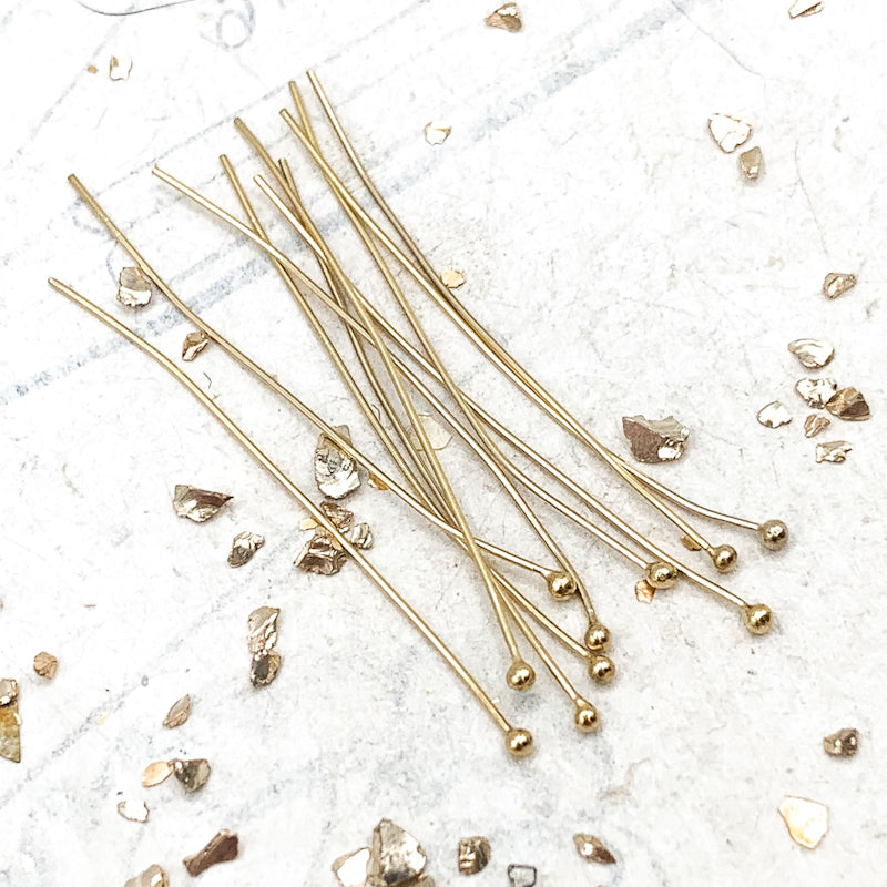 14K Shiny Gold Plated Head Pin - 10 pcs