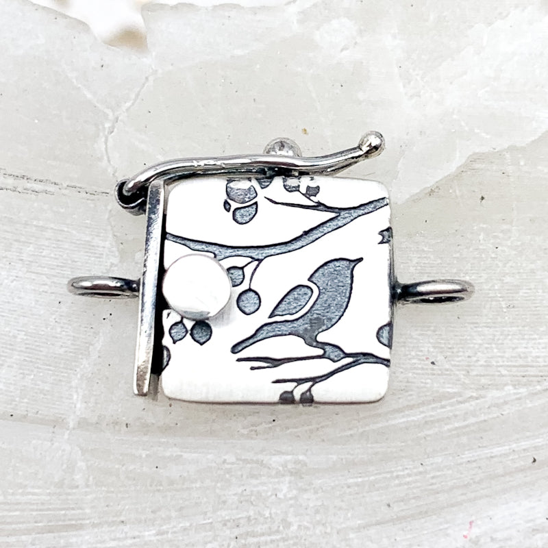 Sterling Silver Bird Print Box Clasp