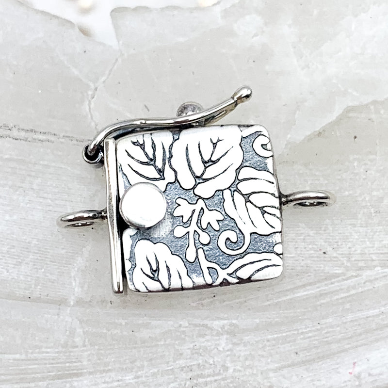 Sterling Silver Leaf Print Box Clasp