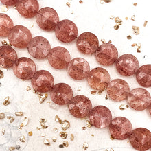 Load image into Gallery viewer, Strawberry Quartz Faceted Round Gemstone Bead Strand
