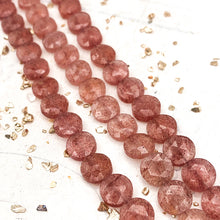 Load image into Gallery viewer, Strawberry Quartz Faceted Round Gemstone Bead Strand
