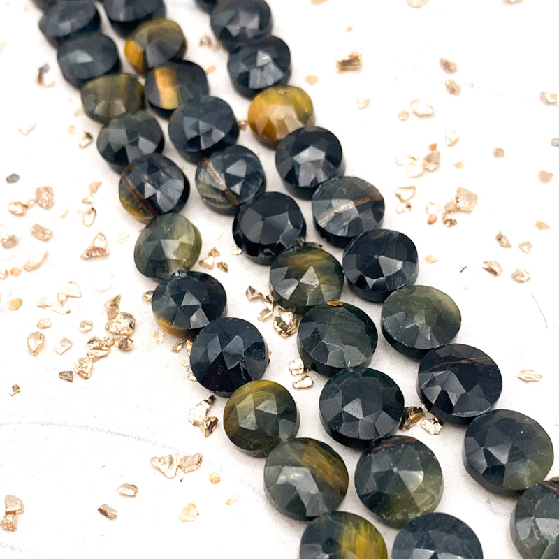 Golden Obsidian Faceted Round Gemstone Bead Strand