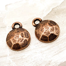 Load image into Gallery viewer, 9mm Faceted Antique Copper Charm Pair
