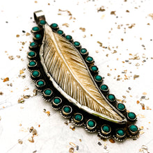 Load image into Gallery viewer, Turquoise Feather Pendant - Tucson Find
