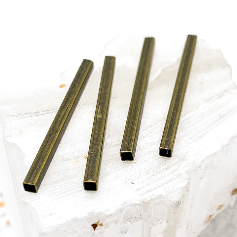 Square Antique Brass Tube Set - Paris Find