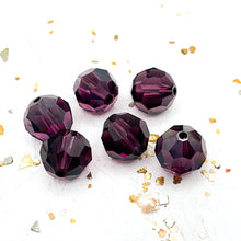 Load image into Gallery viewer, 10mm Amethyst Satin Faceted Premium Crystal Beads - 6 pcs
