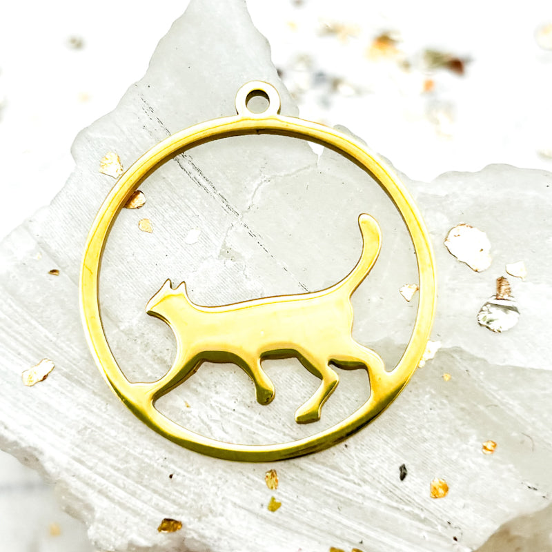 Gold Hoop Cat Charm