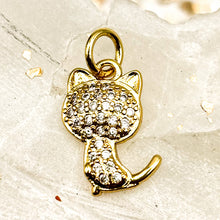 Load image into Gallery viewer, Canes Angel Cat - Tiny Gold Bling Cat Charm
