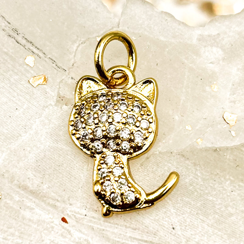 Canes Angel Cat - Tiny Gold Bling Cat Charm