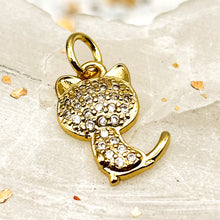 Load image into Gallery viewer, Canes Angel Cat - Tiny Gold Bling Cat Charm
