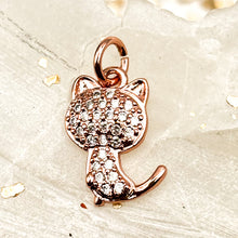 Load image into Gallery viewer, Canes Angel Cat - Tiny Rose Gold Bling Cat Charm
