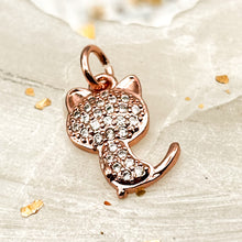 Load image into Gallery viewer, Canes Angel Cat - Tiny Rose Gold Bling Cat Charm
