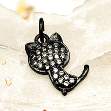 Load image into Gallery viewer, Canes Angel Cat - Tiny Black Bling Cat Charm
