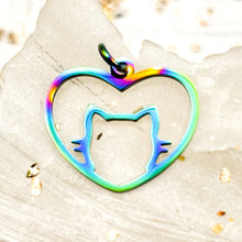 Load image into Gallery viewer, Oil Slick Heart Cat Charm
