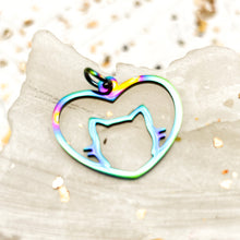 Load image into Gallery viewer, Oil Slick Heart Cat Charm
