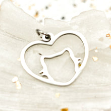 Load image into Gallery viewer, Silver Heart Cat Charm
