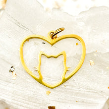 Load image into Gallery viewer, Gold Heart Cat Charm
