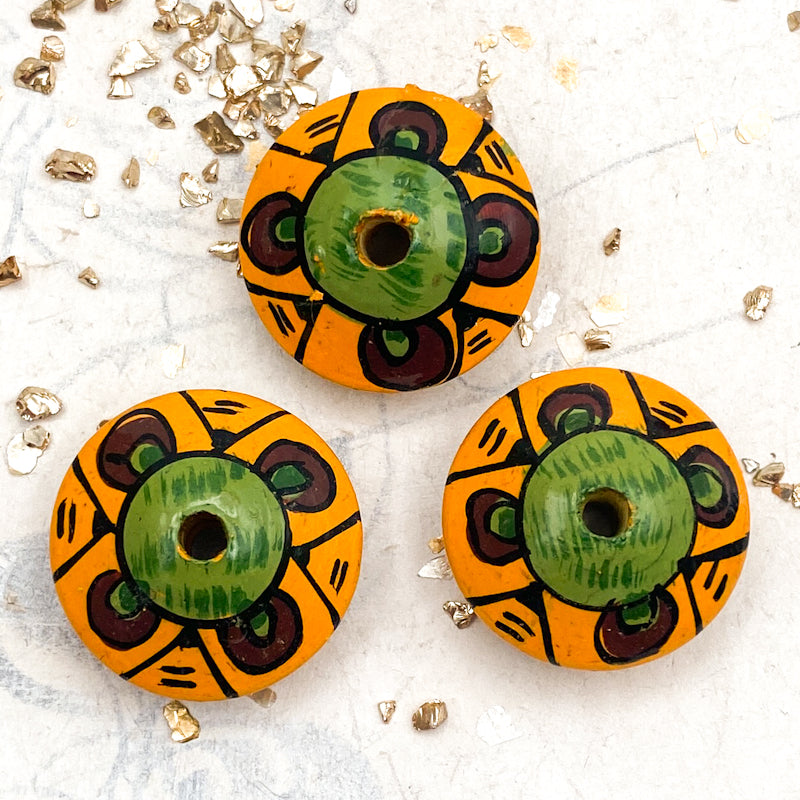 Doorbuster - Hand Painted Wooden Bead Set - 3pcs