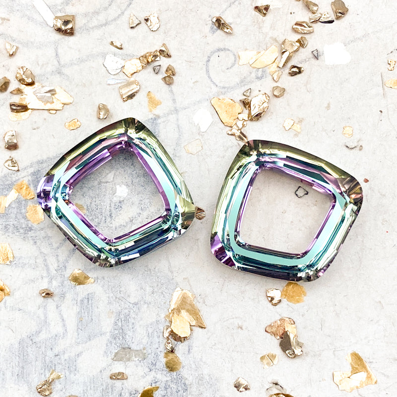 20mm Vitrail Light Premium Austrian Crystal Cosmic Square Pair