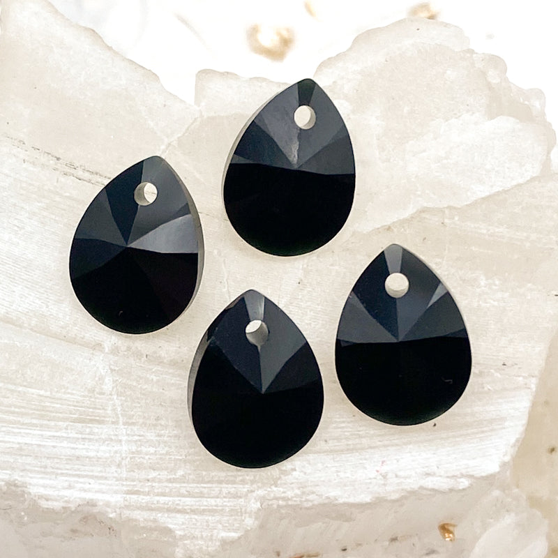 Doorbuster - 12mm Jet Premium Austrian Crystal Pear Drop Set - 4pcs