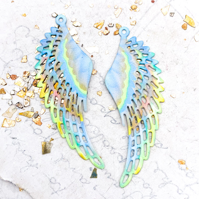 Blue and Green Filigree Wing Pair