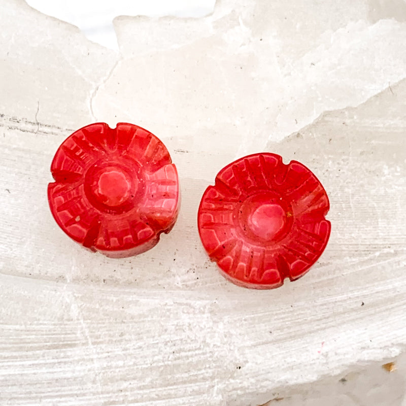 Day 6 - Coral Flower Bead Pair