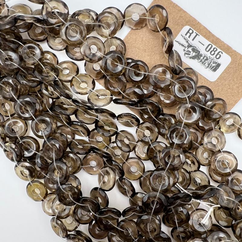 Smokey Quartz Donuts Vintage Bead Strand - Road Trip Find