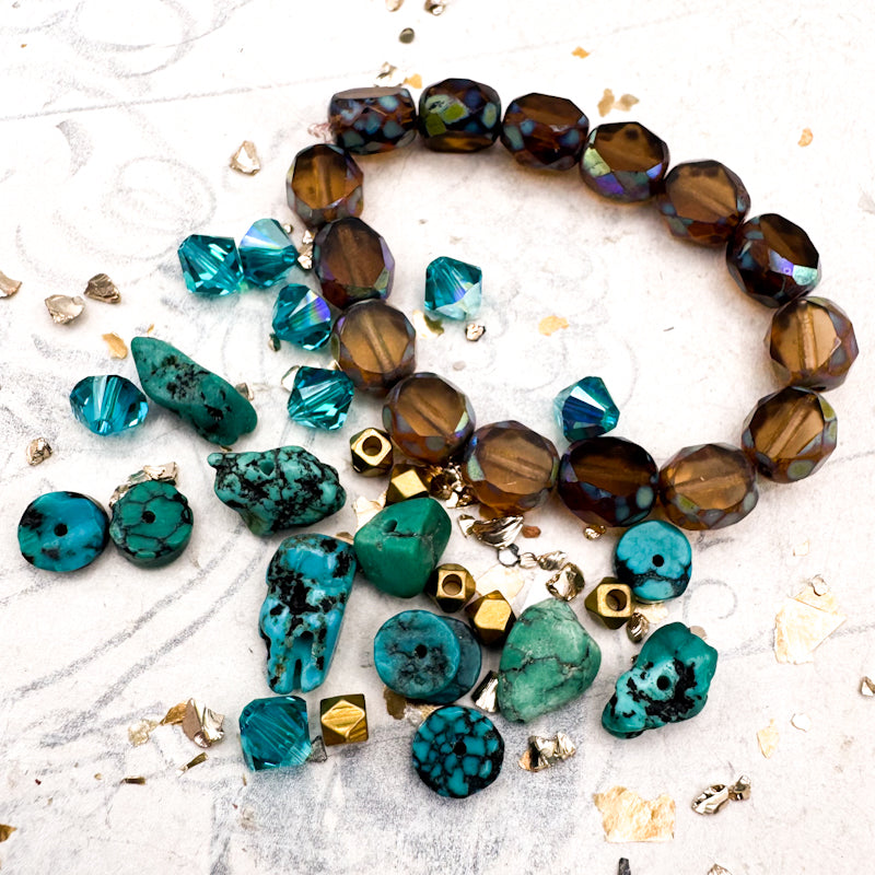 Rustic Czech, Premo, and Turquoise Bracelet Kit