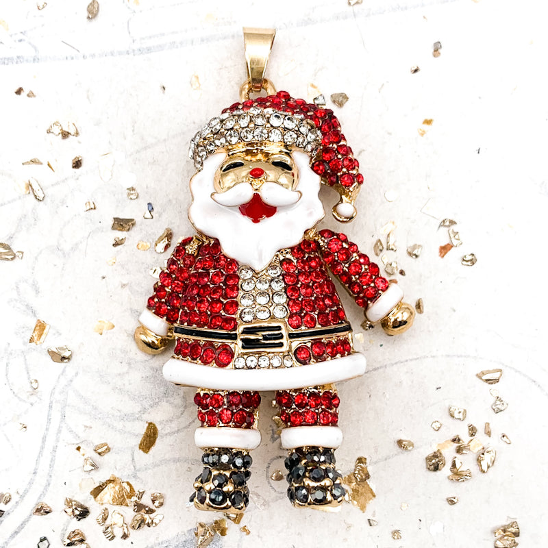 Jolly Old Saint Nick Rhinestone Santa Pendant