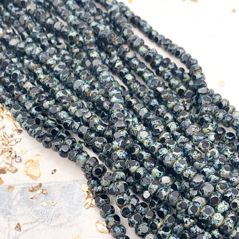 6/0 Black with Picasso Seed Bead Strand