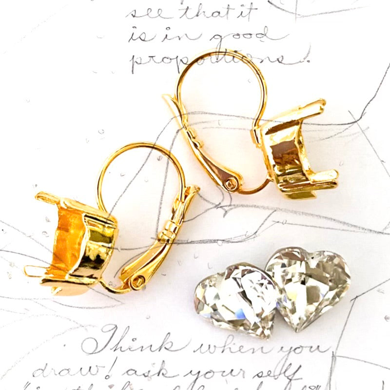 Clear Crystal Heart Sparkle Earring Kit - Gold