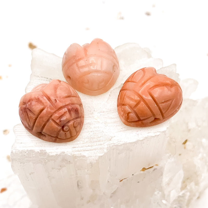 Day 20 - Peach Aventurine Ladybug Stone Focal Bead