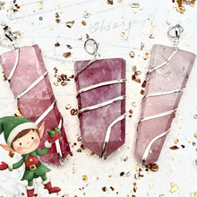 Load image into Gallery viewer, Flat Rose Quartz with Wire Wrap Pendant - Tucson Find
