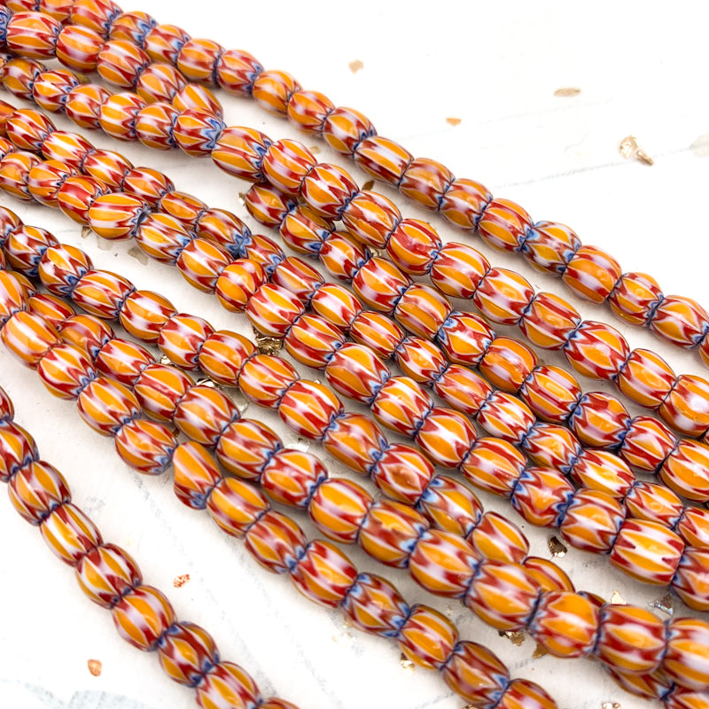 Red and Yellow Striped Bead Strand